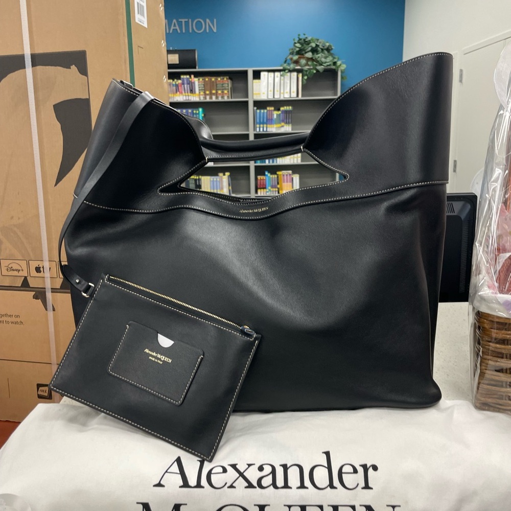 Alexander McQueen Black Leather Tote and Pouch